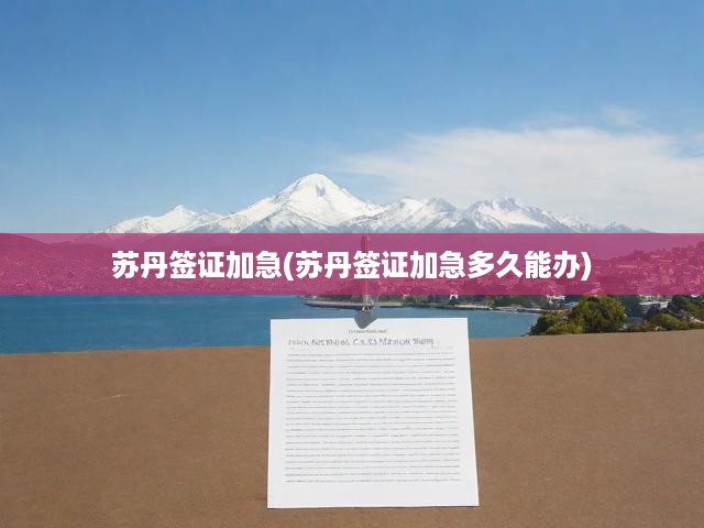 蘇丹簽證辦理全攻略，緊急申請(qǐng)時(shí)長(zhǎng)揭秘與加急流程解析